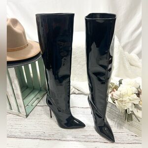 Identità Karen sexy Black Patent Boots